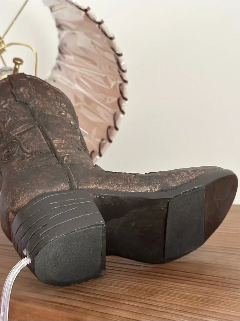 Cowboy Boot Shaped Table Lamp With Shade - Rodeo / Country Lodge / Cabin Decor